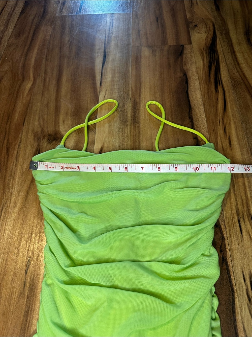 Oh Polly Dress Womens US 8 Neon Green Ruched Cowl Neck Bodycon Midi Y2K - Picture 6 of 9